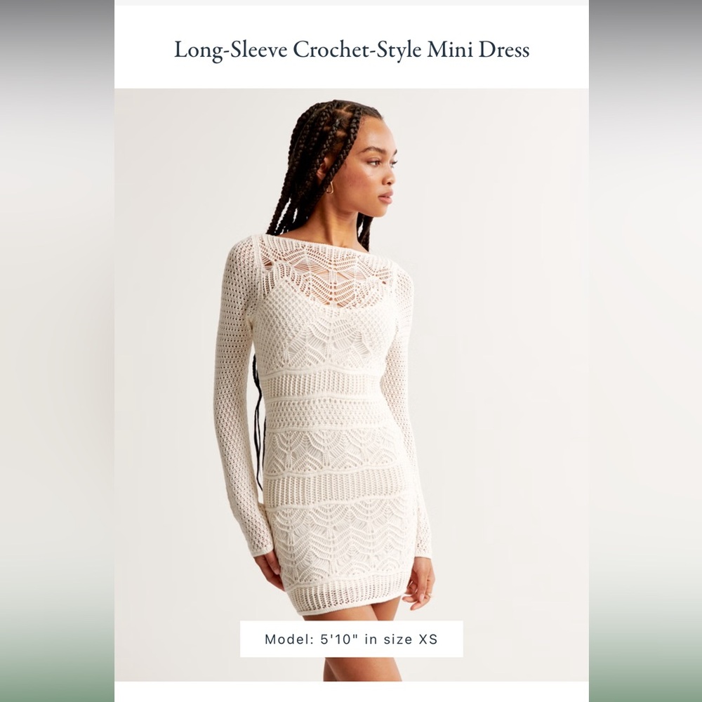 NWT Abercrombie crochet long sleeved mini dress XS